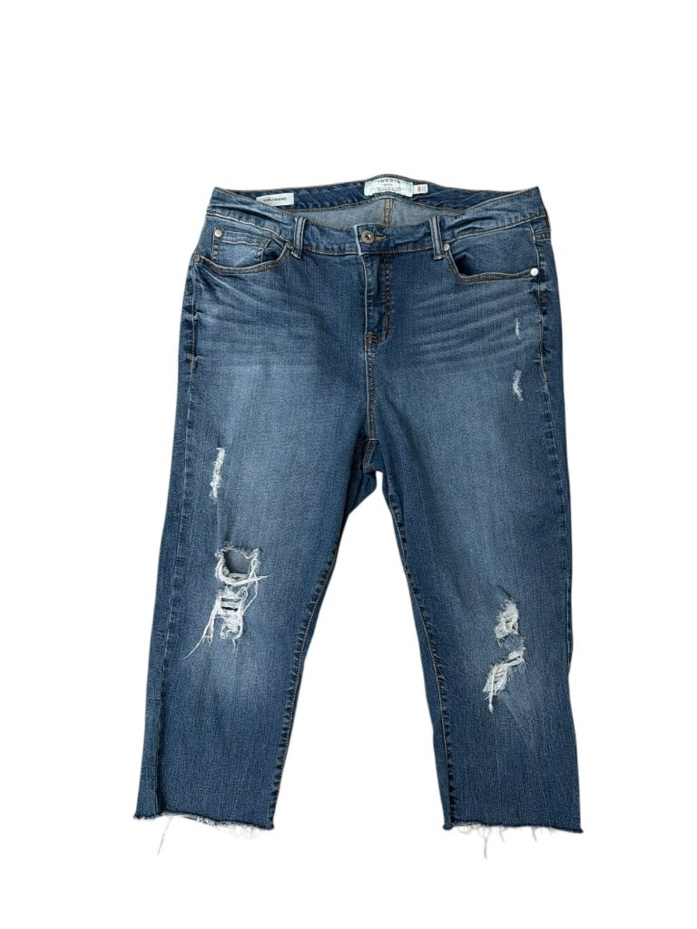 Torrid Denim Women’s Girlfriend Raw Hem Distressed Stretch Jeans Size 18R x 22”L